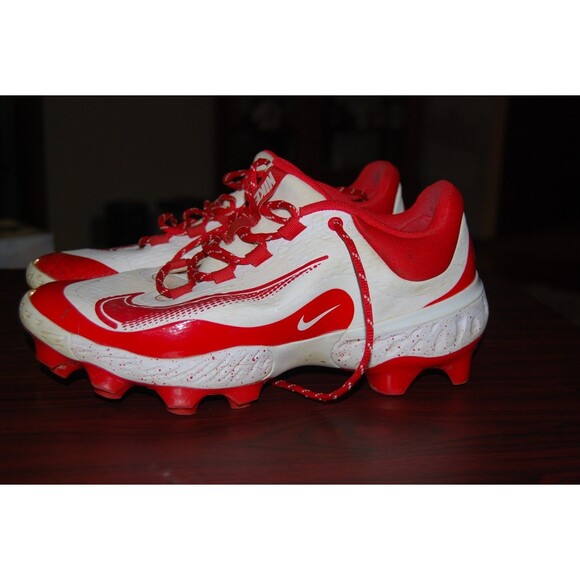 Nike Alpha Huarache Elite 4 Low Men\'s Cleats - Sz 9,  USED FD6255-105, Red/White